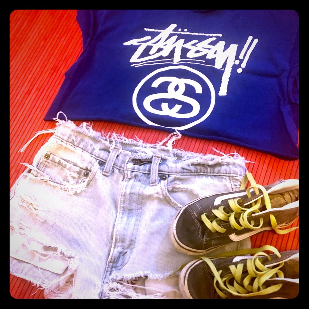 Royal Blue Stüssy Cropped Tee